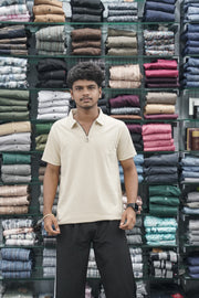 Korean Style Men's Short Sleeve T-Shirt with Zipper Collar - Sandle-7 Man